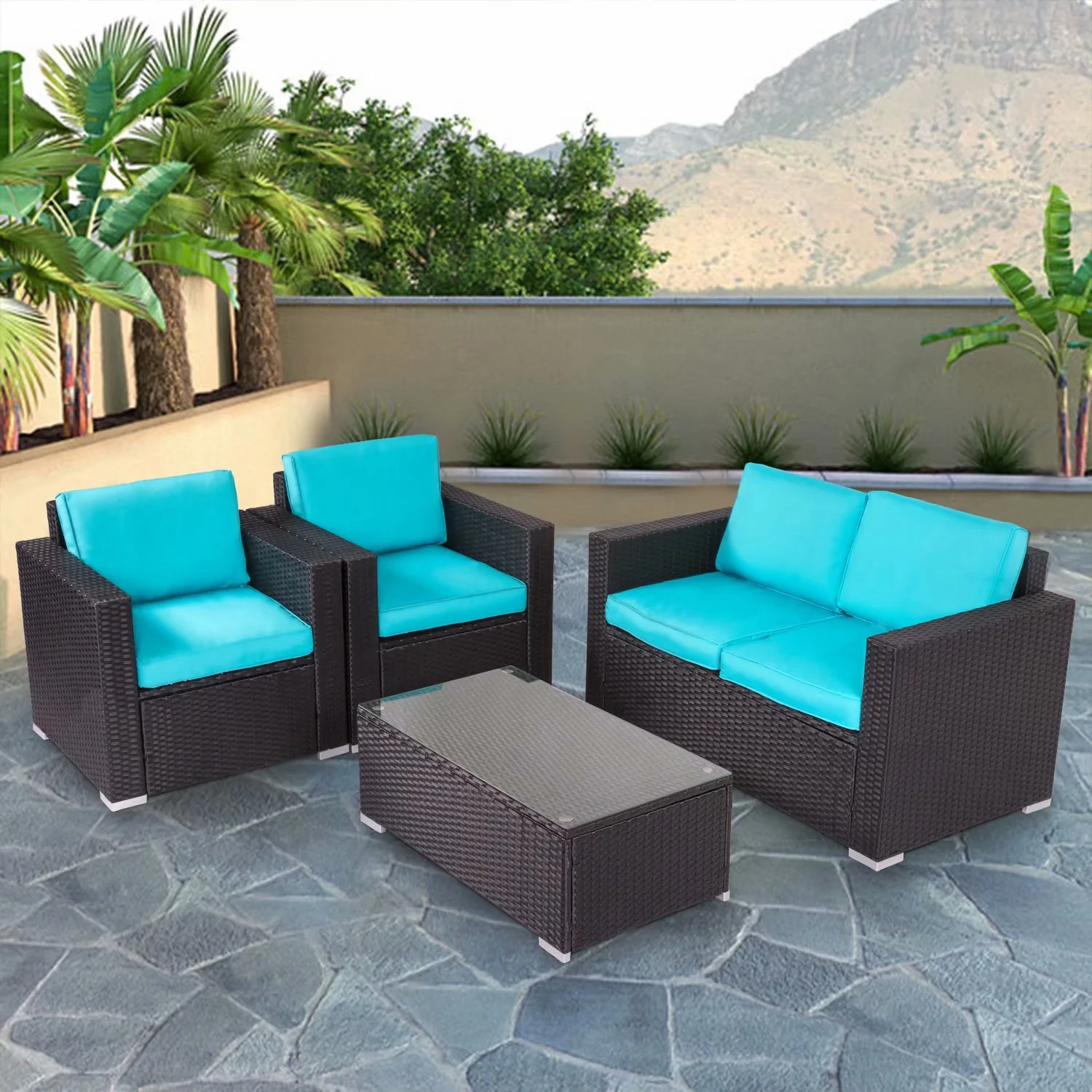 Four Seater Rattan Sofa outdoor furniture Lahore patio garden lawn